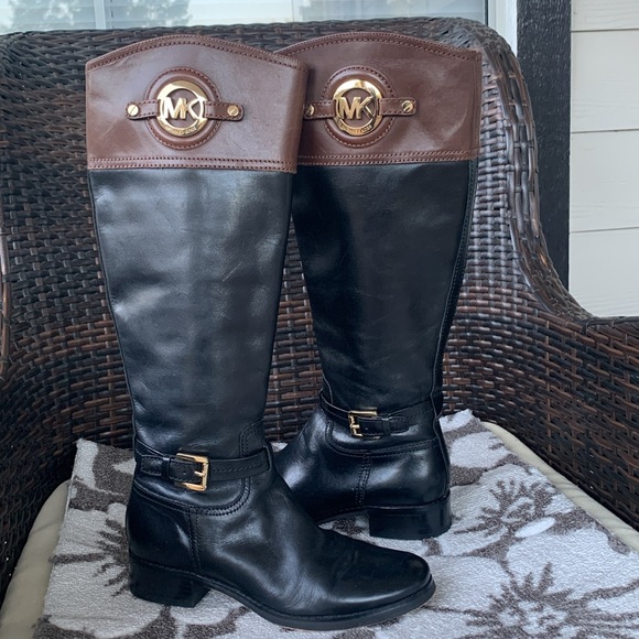 two tone leather riding boots